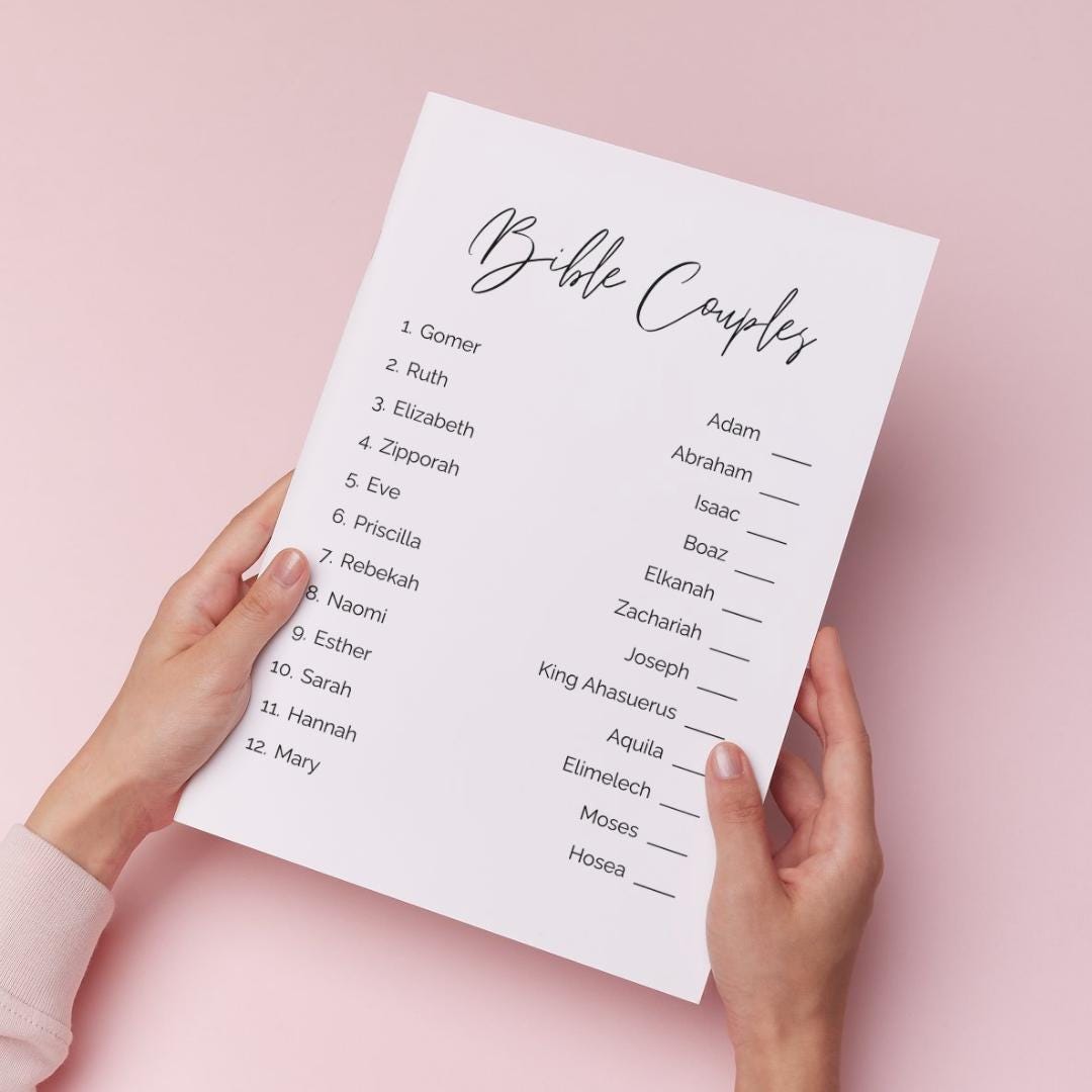 Bible Couples Bridal Shower Game: Christian Wedding Activity (PDF Download
