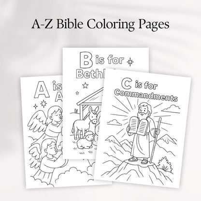 Bible ABC Coloring Pages: Christian Kids Activity Book (Instant Download PDF)