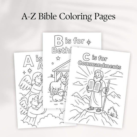 Bible ABC Coloring Pages: Christian Kids Activity Book (Instant Download PDF)