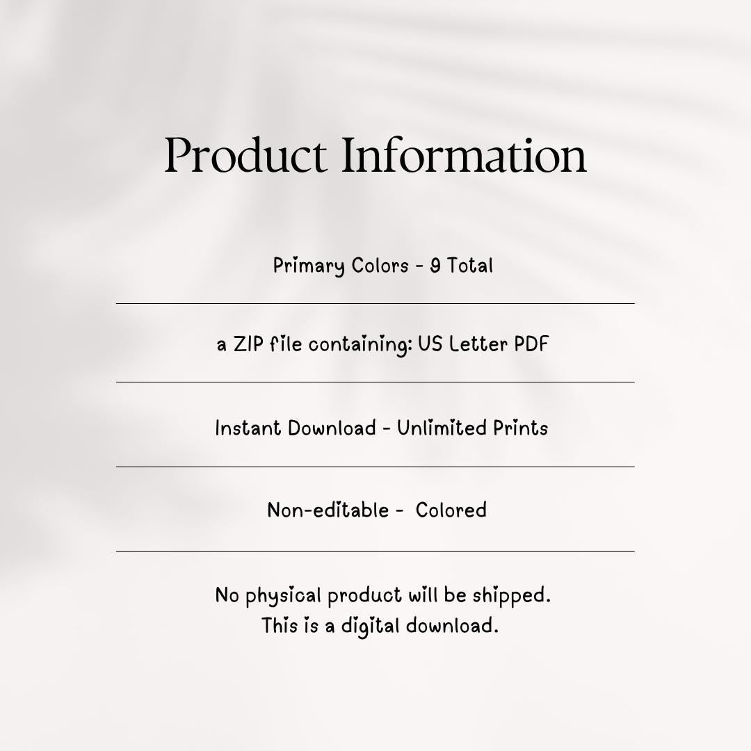 Nature Color Flashcards: Kids Learning Cards (Printable PDF Download)