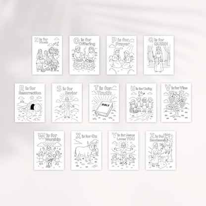 Bible ABC Coloring Pages: Christian Kids Activity Book (Instant Download PDF)