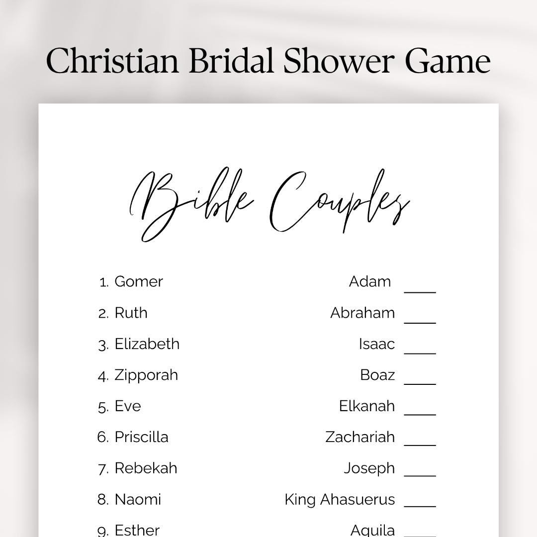 Bible Couples Bridal Shower Game: Christian Wedding Activity (PDF Download