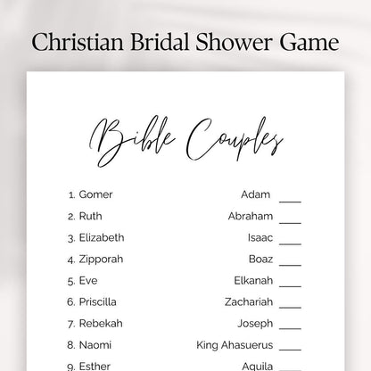 Bible Couples Bridal Shower Game: Christian Wedding Activity (PDF Download