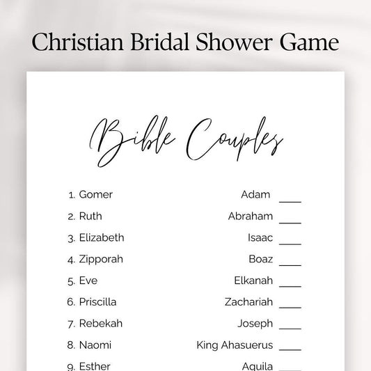 Bible Couples Bridal Shower Game: Christian Wedding Activity (PDF Download