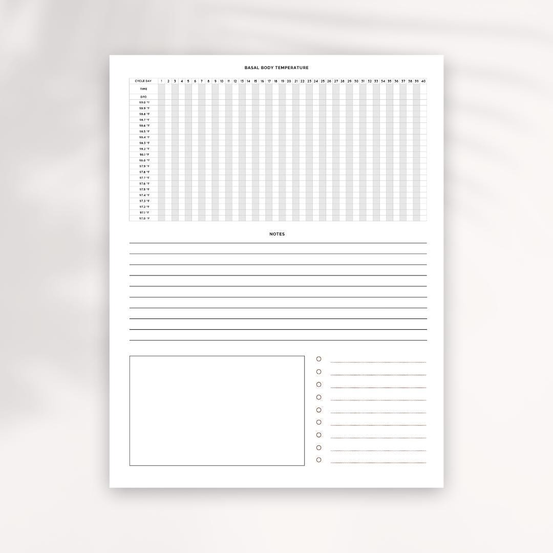 Printable BBT Tracker: Fahrenheit Fertility Chart (Digital Download)