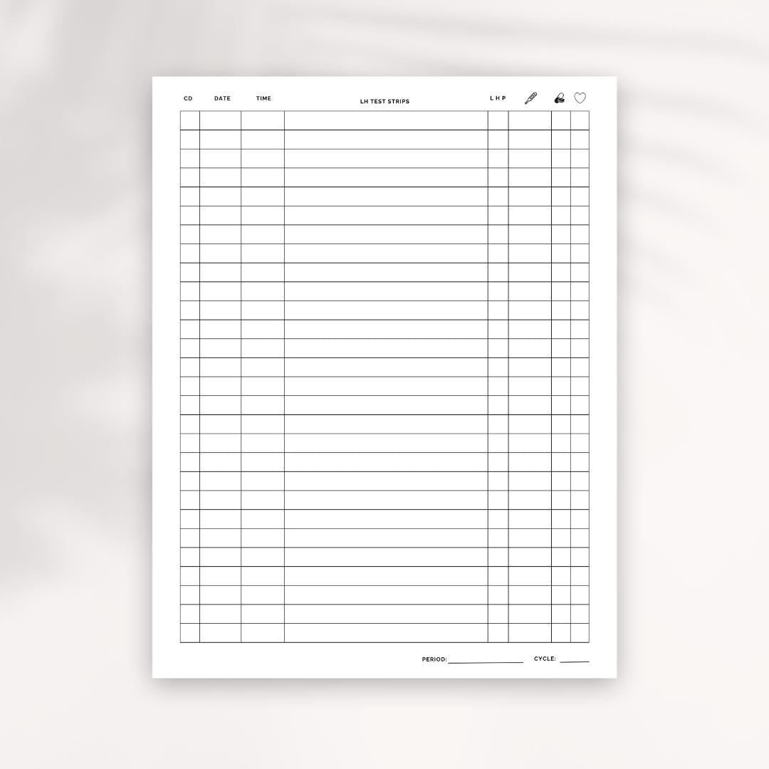 Ovulation Test Strip Tracker: Printable Fertility & OPK Log (US Letter PDF