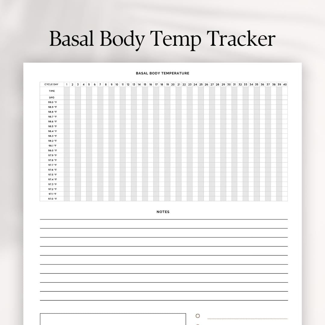 Printable BBT Tracker: Fahrenheit Fertility Chart (Digital Download)