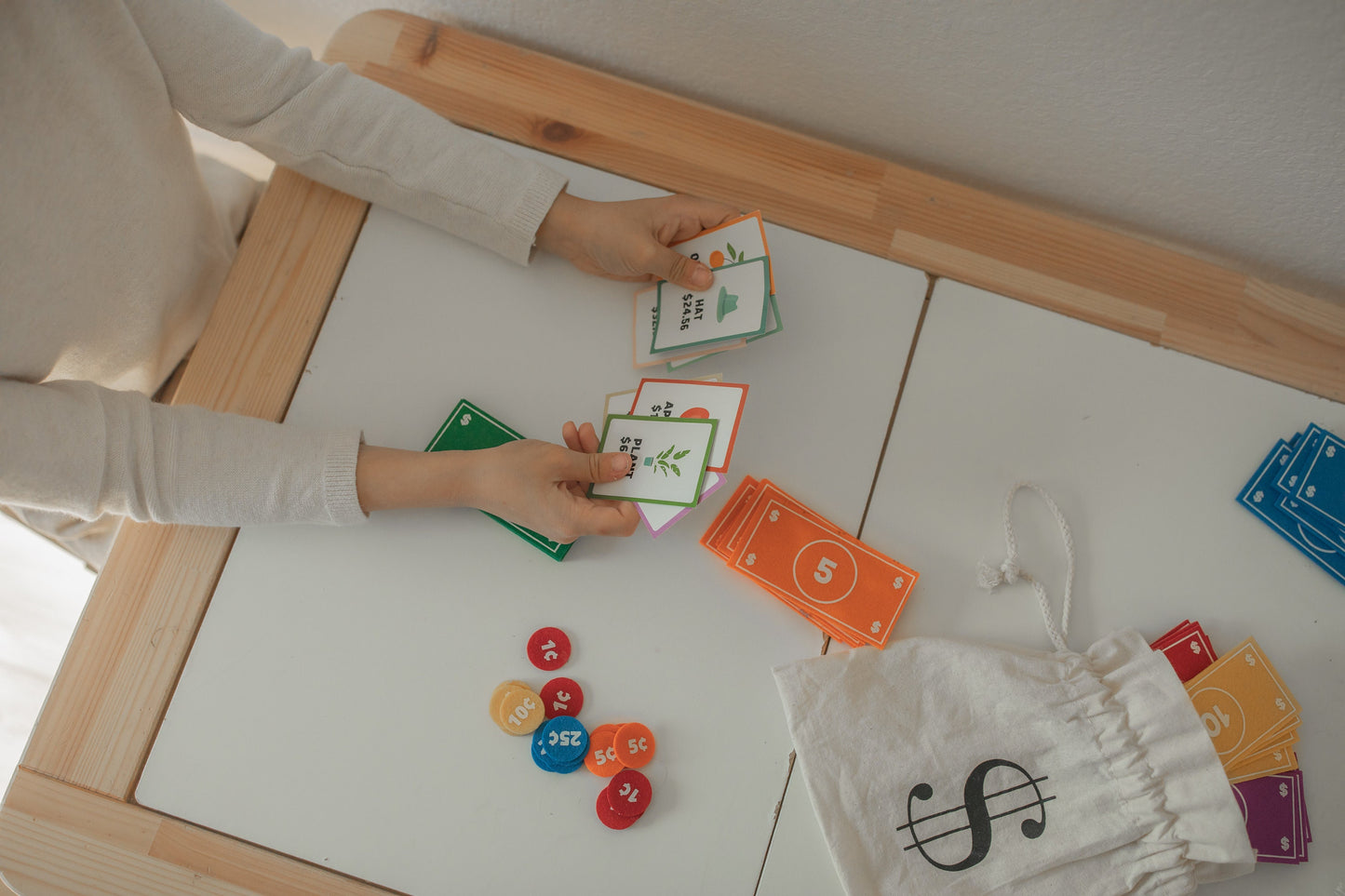 Felt Play Money Set: Montessori Toddler Toy, Homeschool Math